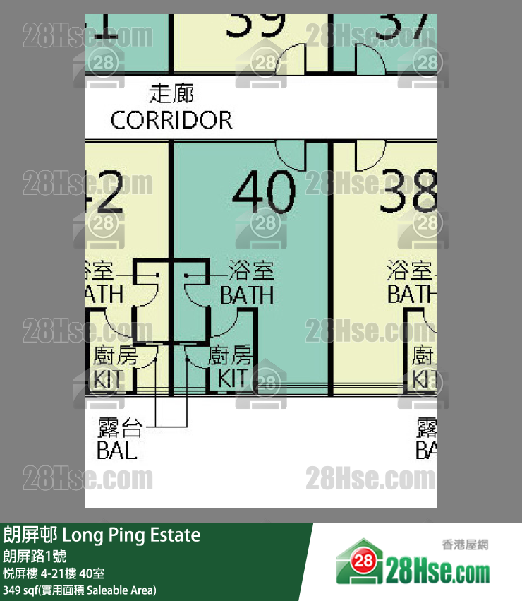 朗屏邨 悅屏樓19樓 40室 平面圖
