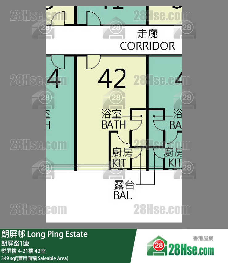 朗屏邨 悅屏樓18樓 42室 平面圖