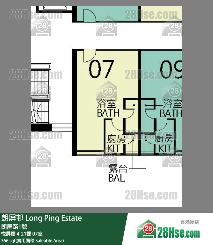 朗屏邨 悅屏樓 13樓 07室 平面圖