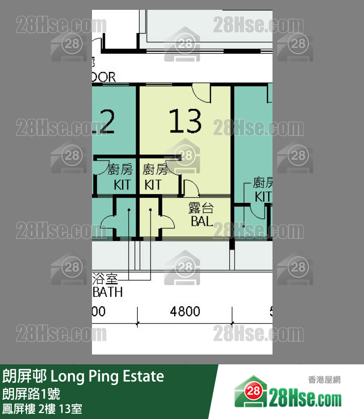 朗屏邨 鳳屏樓 2樓 13室 平面圖