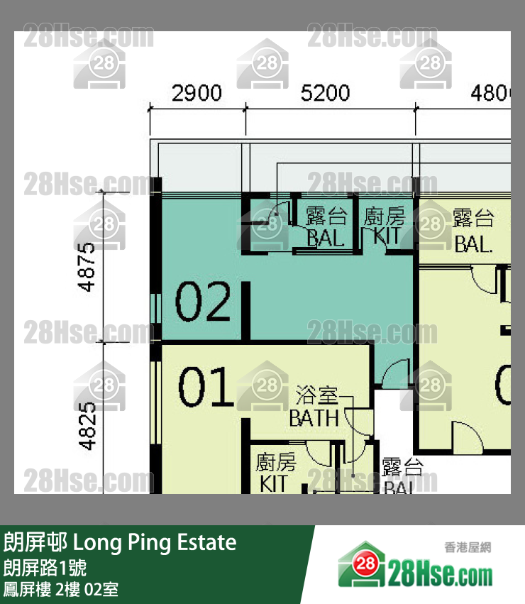 朗屏邨 鳳屏樓2樓 02室 平面圖