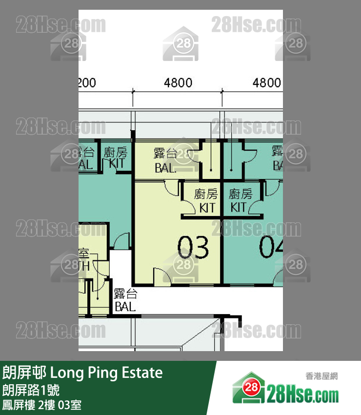 朗屏邨 鳳屏樓2樓 03室 平面圖