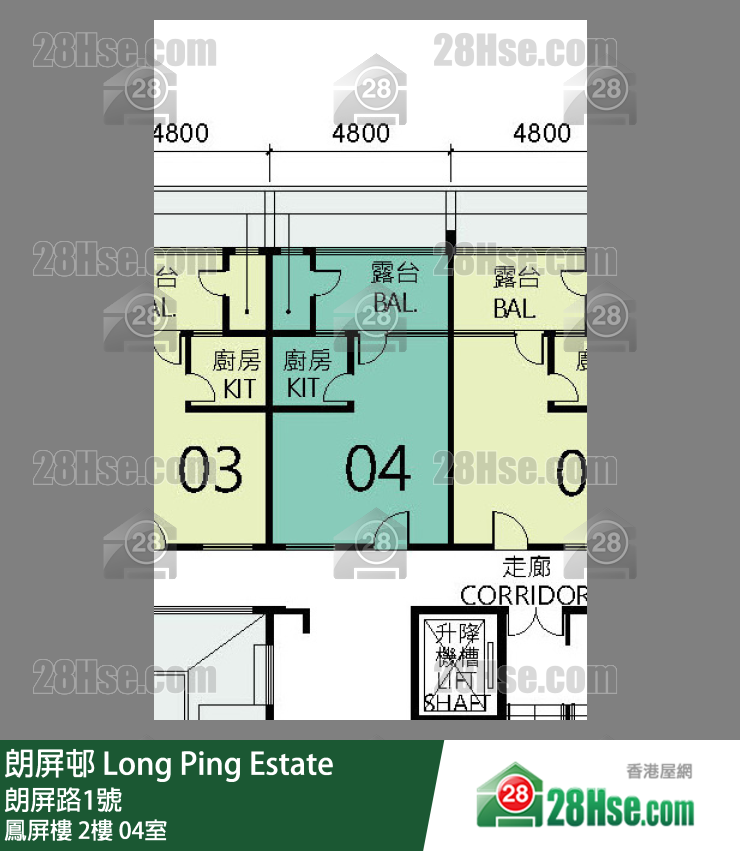 朗屏邨 鳳屏樓2樓 04室 平面圖