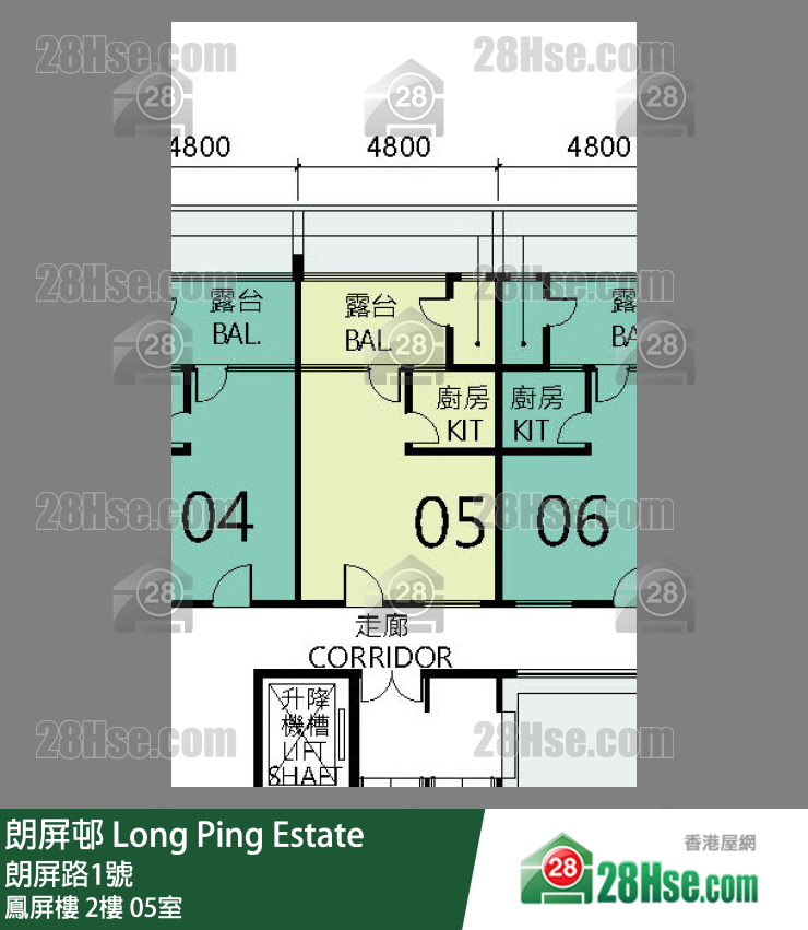 朗屏邨 鳳屏樓 2樓 05室 平面圖