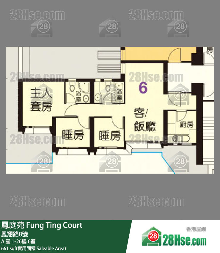 凤庭苑 A 座22楼 6室 平面图