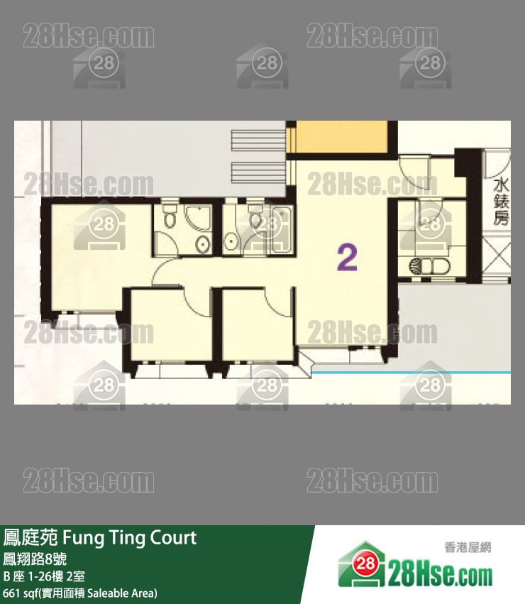 凤庭苑 B 座2楼 2室 平面图