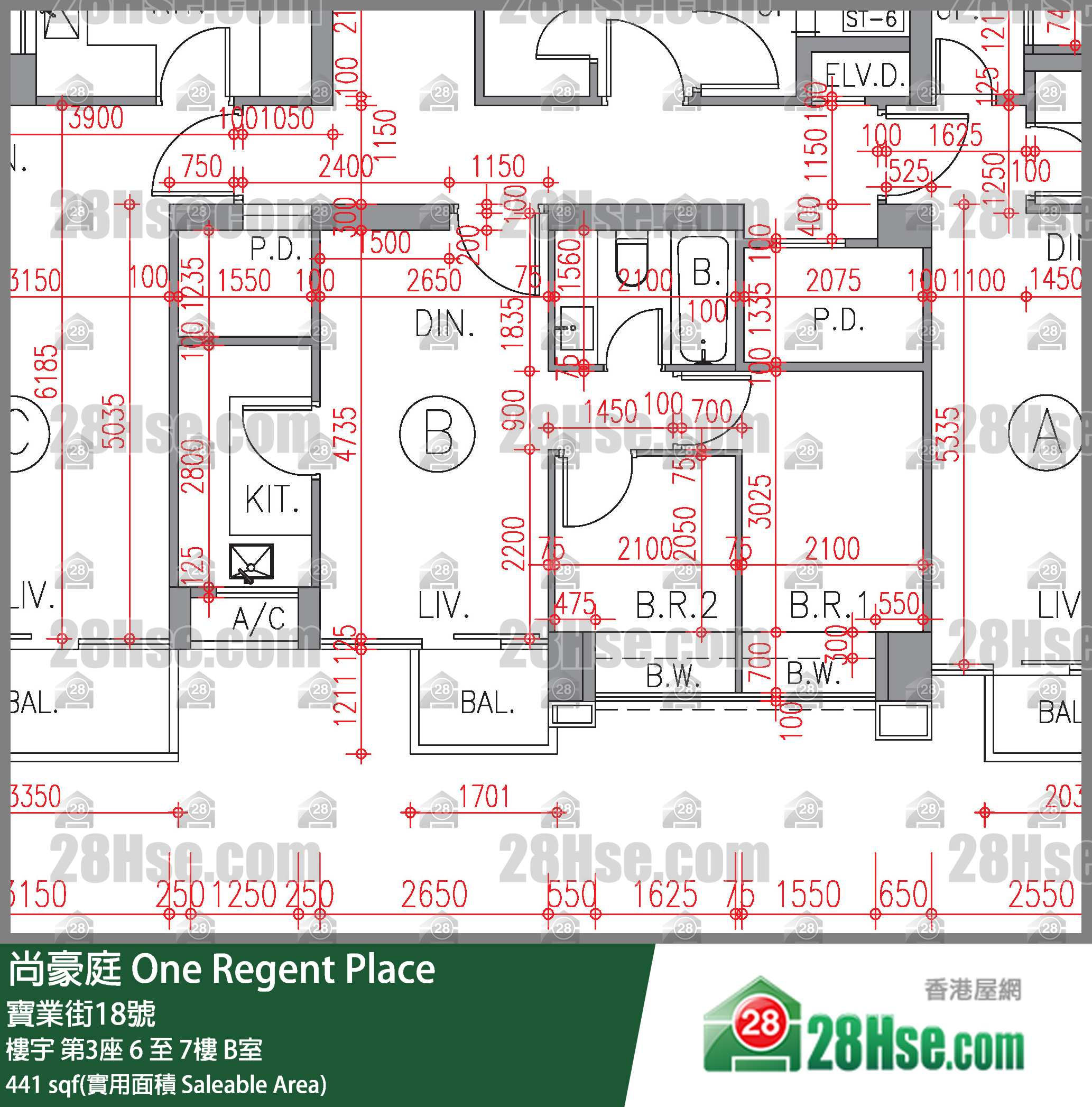 尚豪庭 樓宇第3座7樓 B室 平面圖
