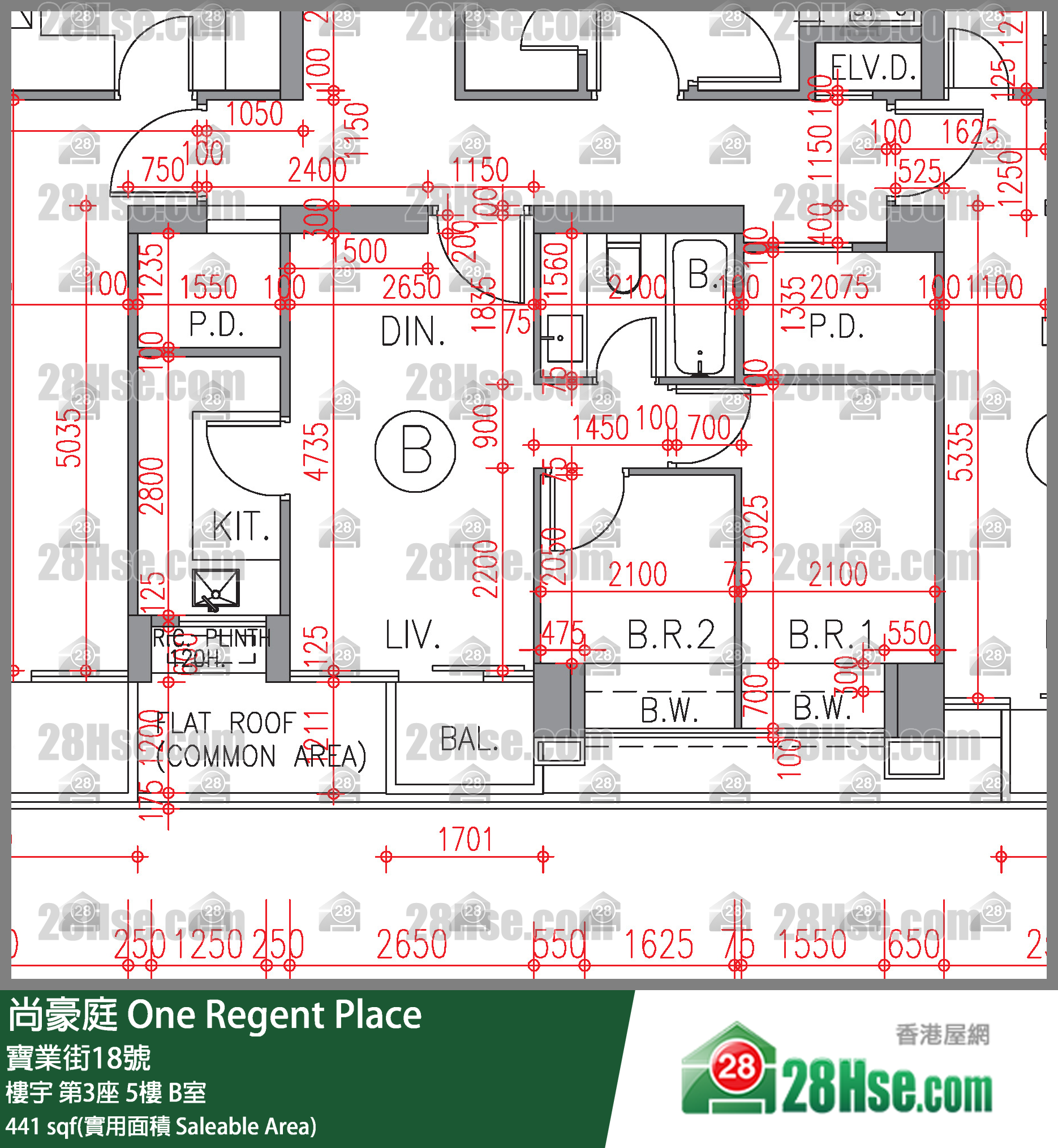 尚豪庭 樓宇第3座5樓 B室 平面圖