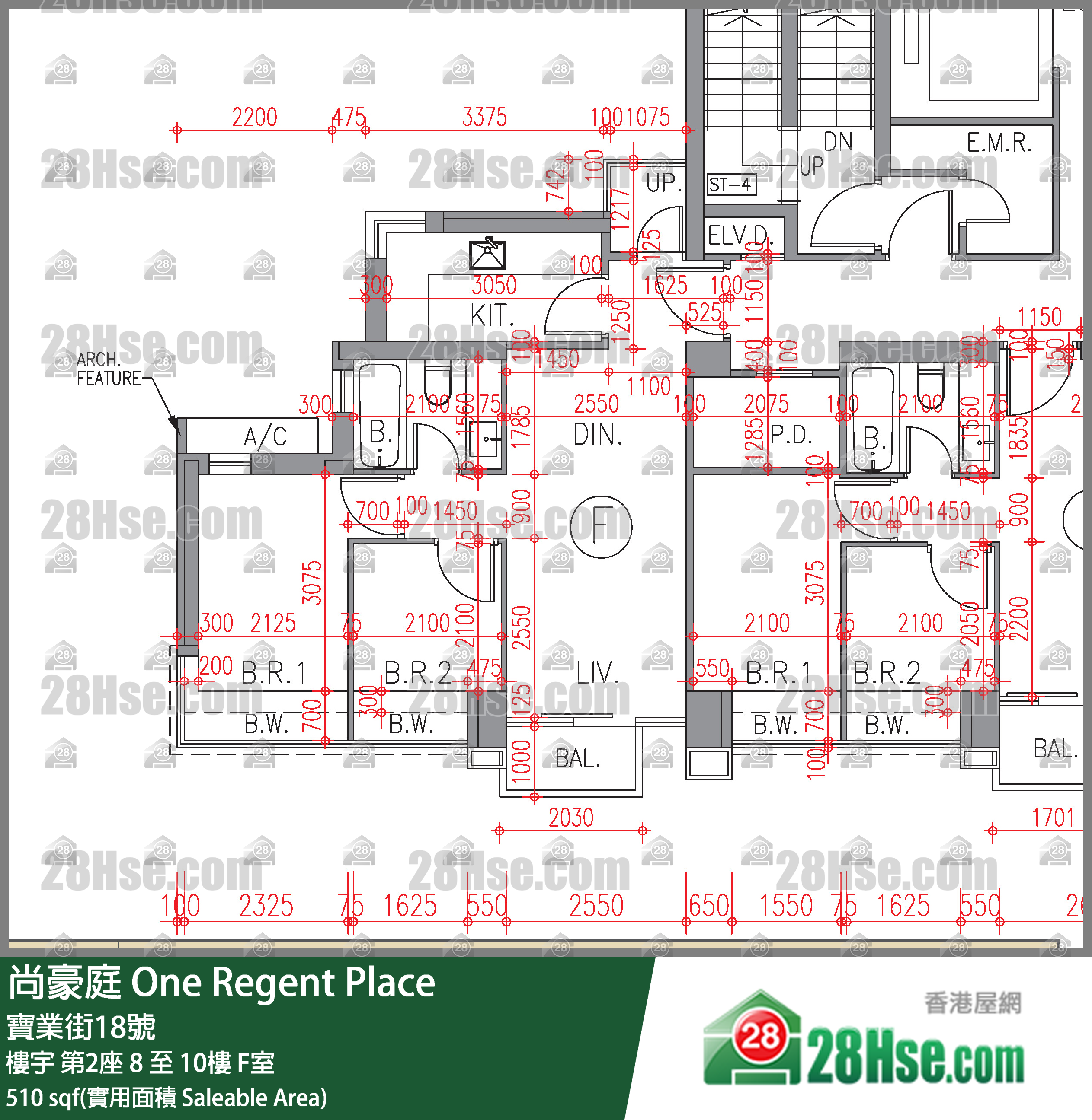 尚豪庭 樓宇第2座10樓 F室 平面圖