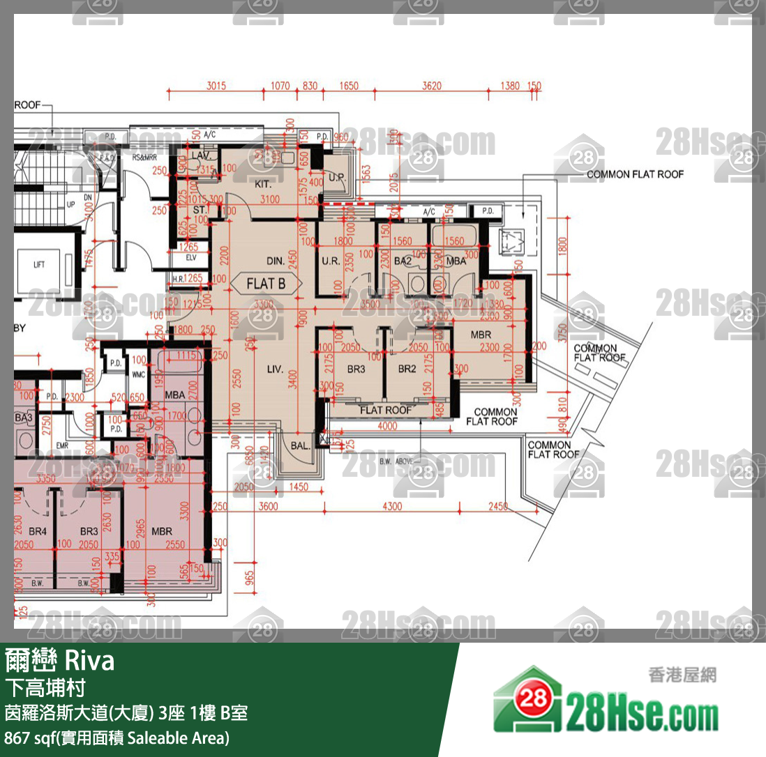 爾巒 茵羅洛斯大道(大廈)3座1樓 B室 平面圖