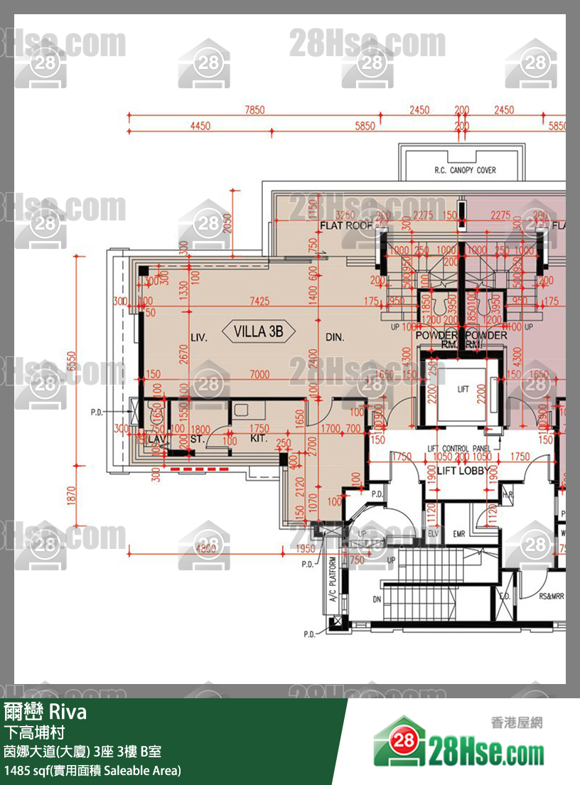 爾巒 茵娜大道(大廈) 3座 3樓 B室 平面圖