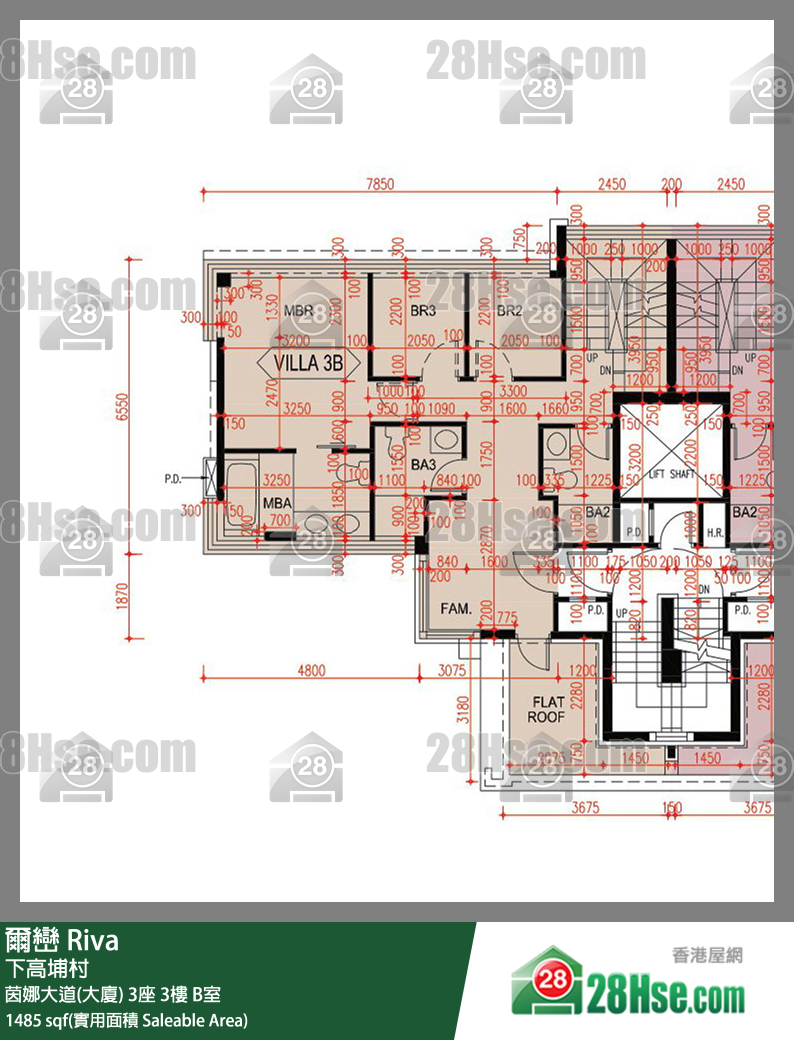 爾巒 茵娜大道(大廈) 3座 3樓 B室 平面圖