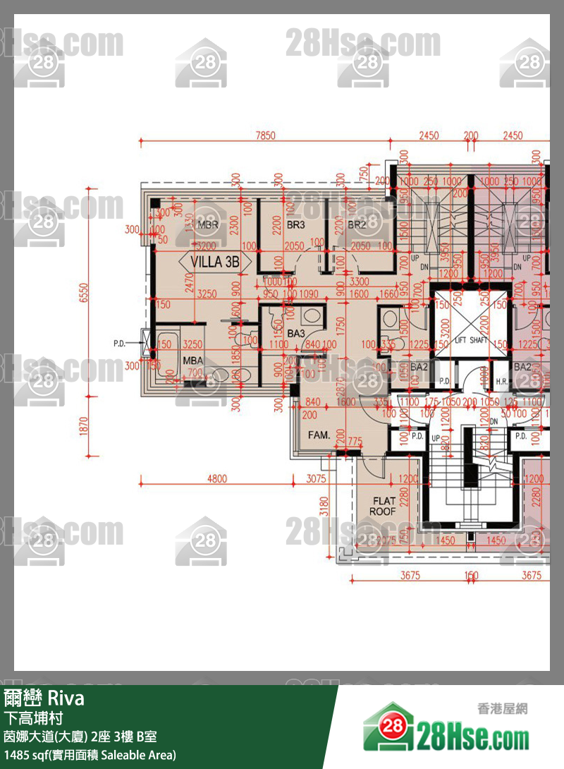 爾巒 茵娜大道(大廈) 2座 3樓 B室 平面圖