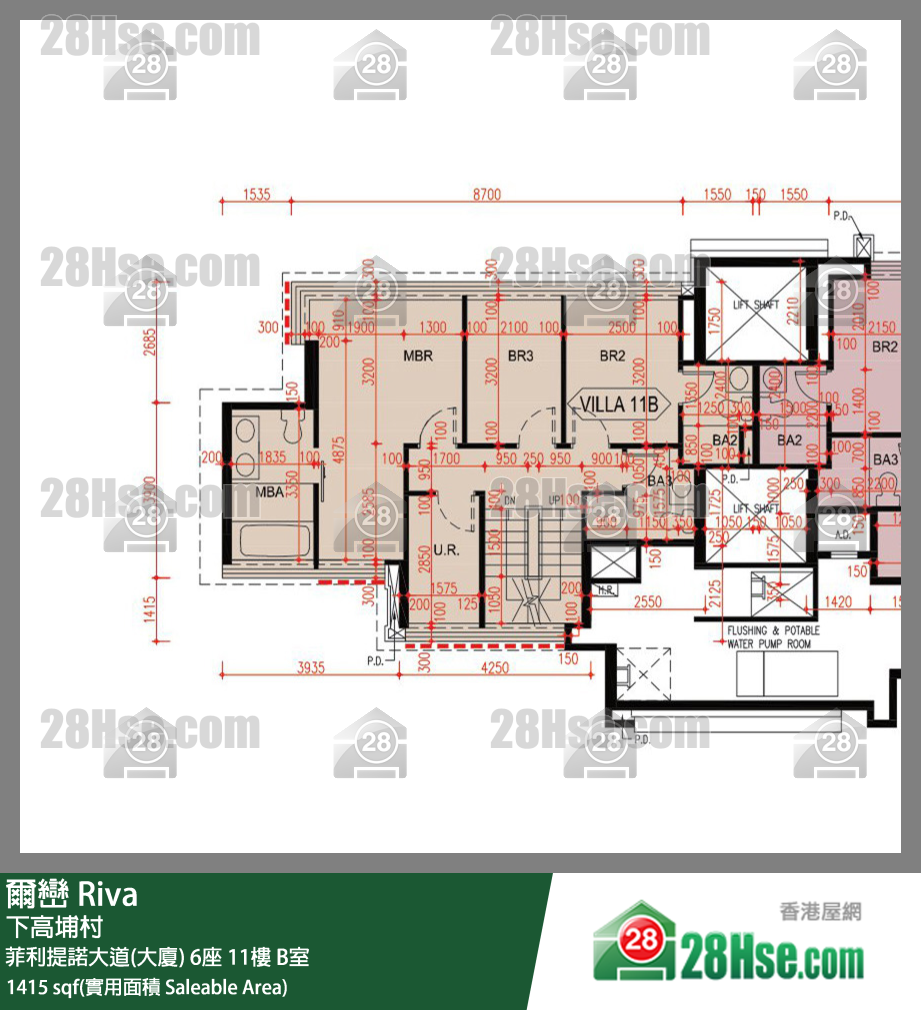 尔峦 菲利提诺大道(大厦) 6座 11楼 B室 平面图