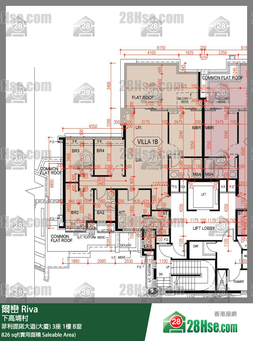 爾巒 菲利提諾大道(大廈) 3座 1樓 B室 平面圖