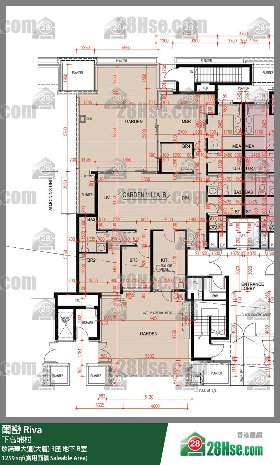 爾巒 珍諾華大道(大廈)3座地下 B室 平面圖
