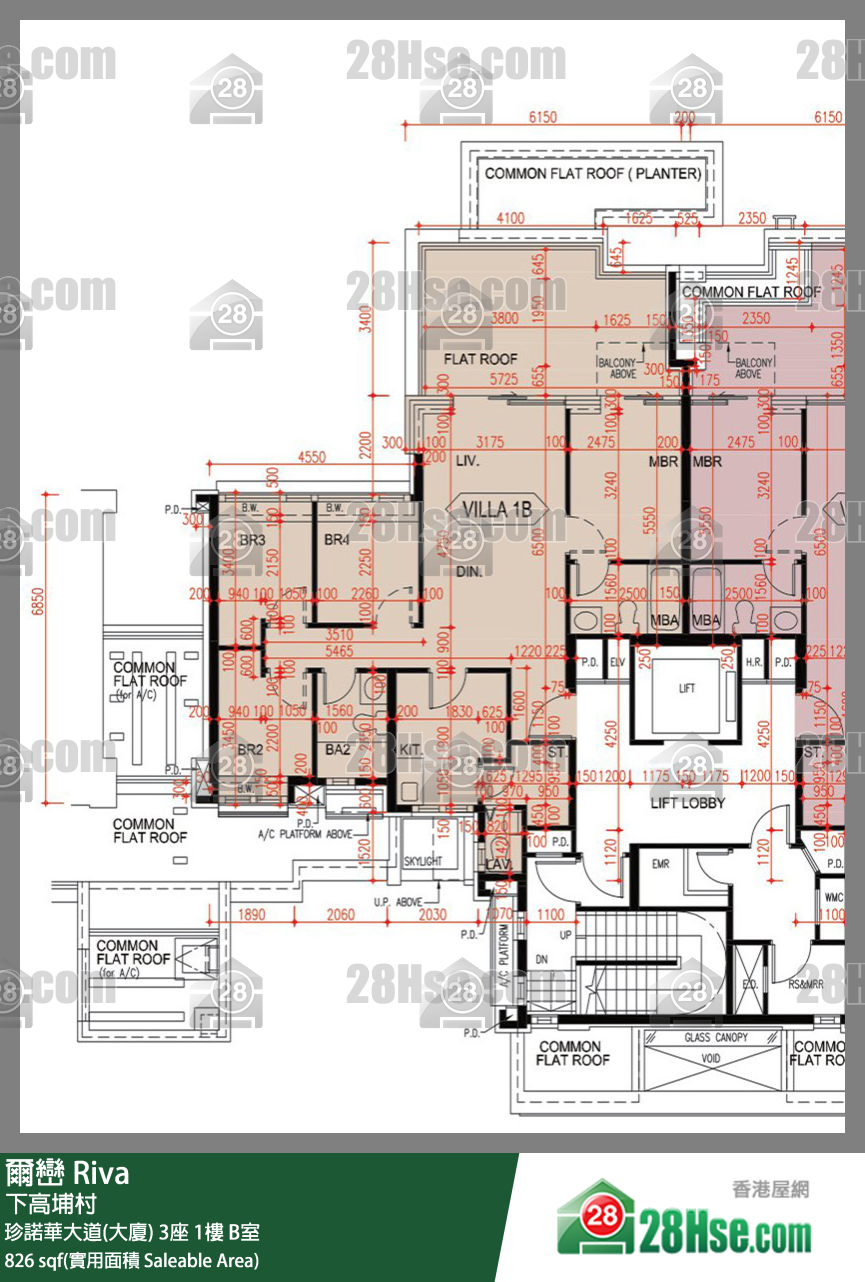 Riva,  Flat B, 1/f, Tower 3, Genova Boulevard FloorPlan