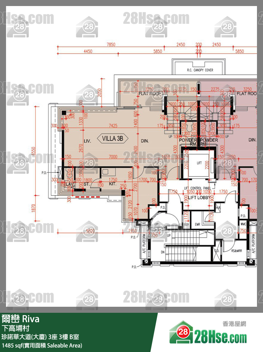 爾巒 珍諾華大道(大廈)3座3樓 B室 平面圖