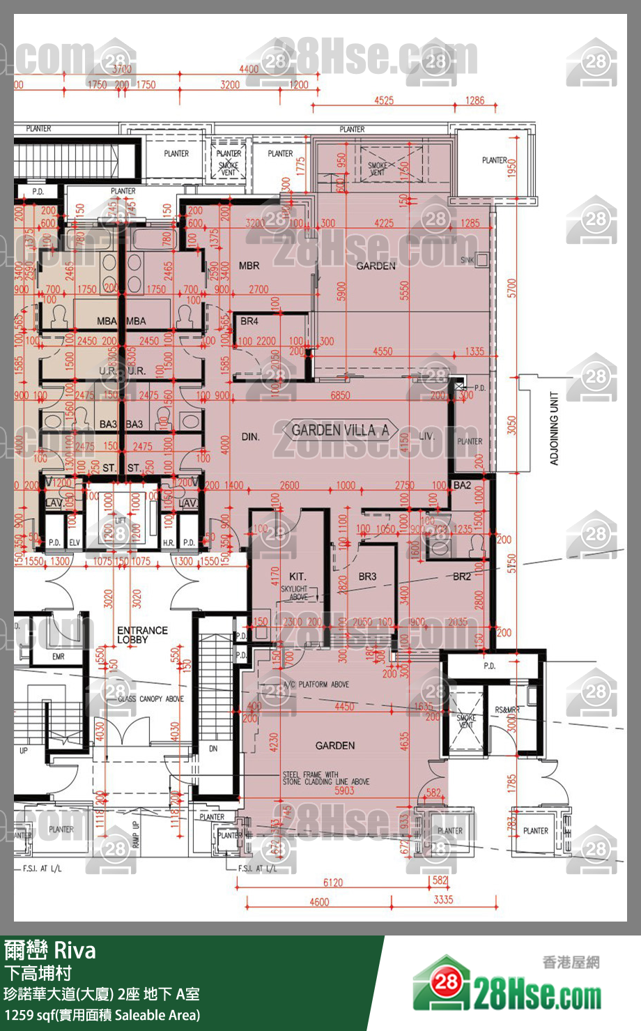 爾巒 珍諾華大道(大廈)2座地下 A室 平面圖