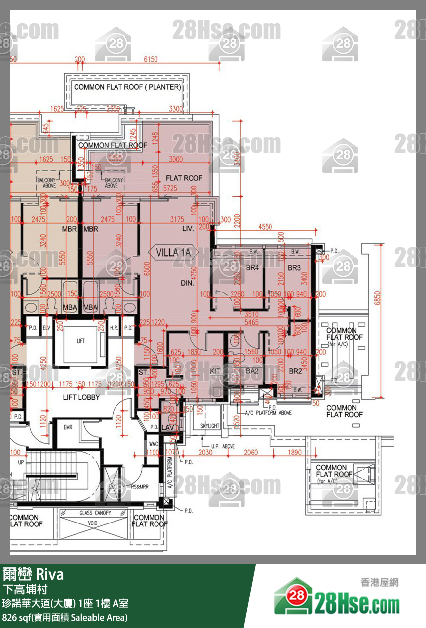 爾巒 珍諾華大道(大廈) 1座 1樓 A室 平面圖