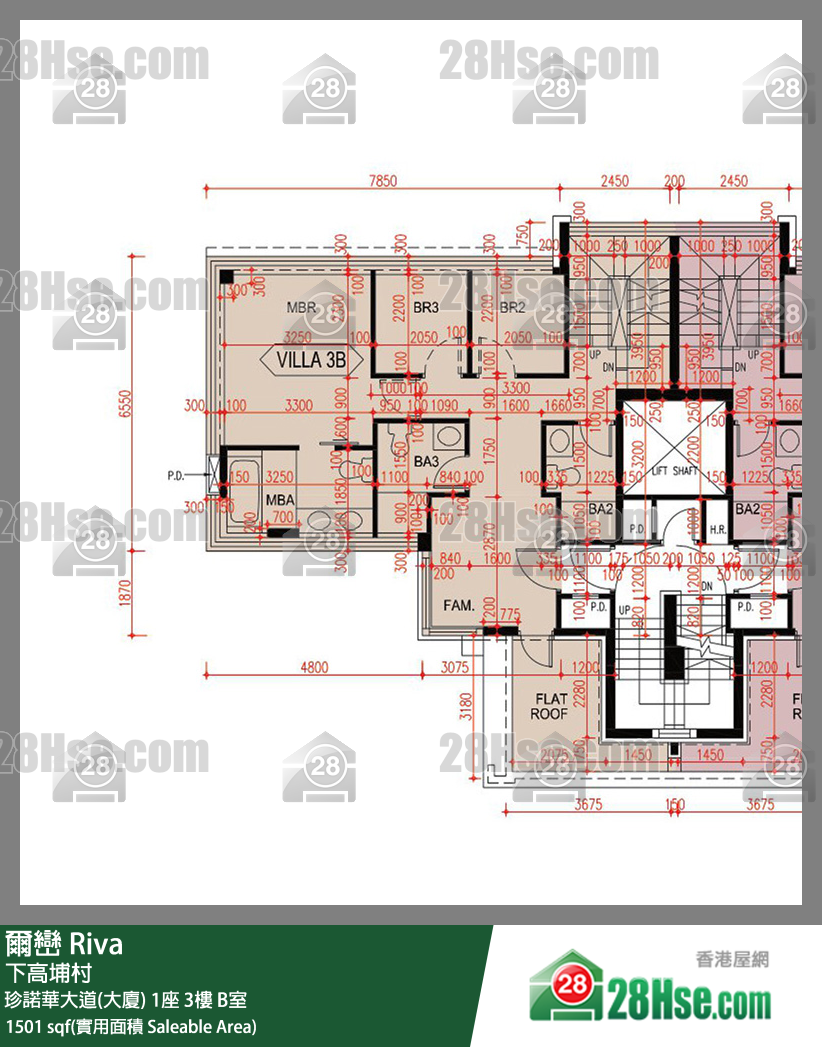 爾巒 珍諾華大道(大廈)1座3樓 B室 平面圖