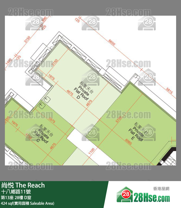 尚悅 第13座 28樓 D室 平面圖