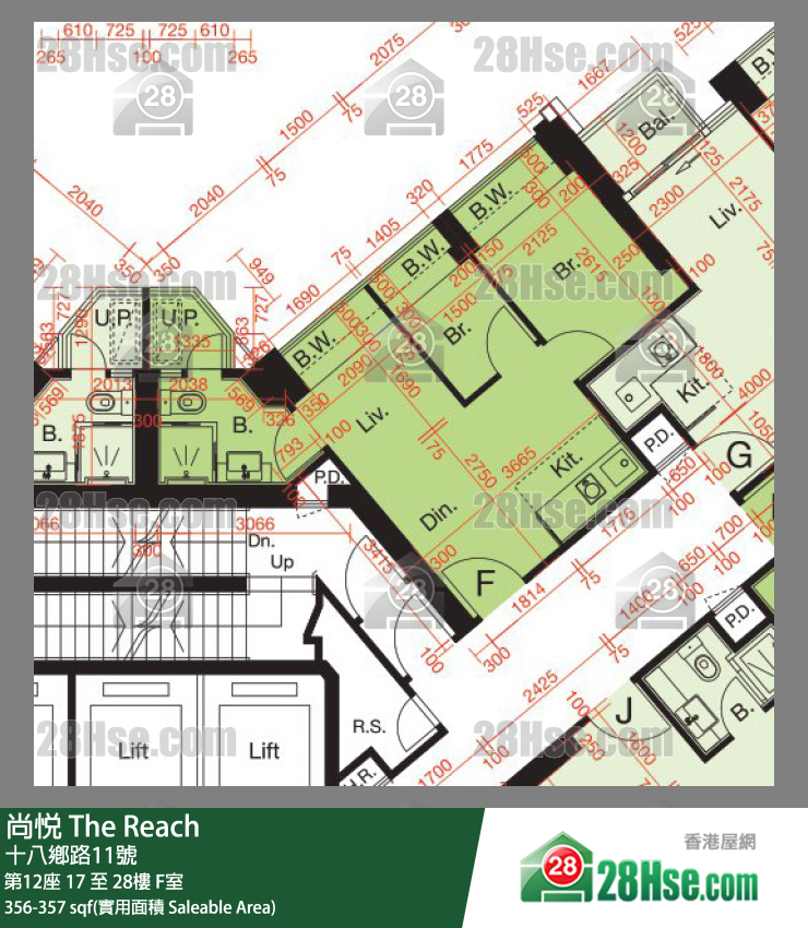 尚悅 第12座20樓 F室 平面圖