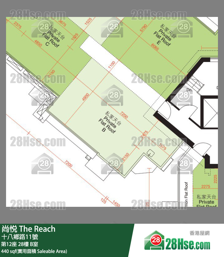 尚悅 第12座28樓 B室 平面圖