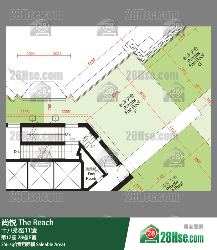 尚悅 第12座 28樓 F室 平面圖