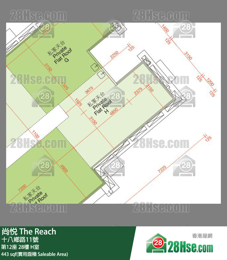 尚悅 第12座28樓 H室 平面圖