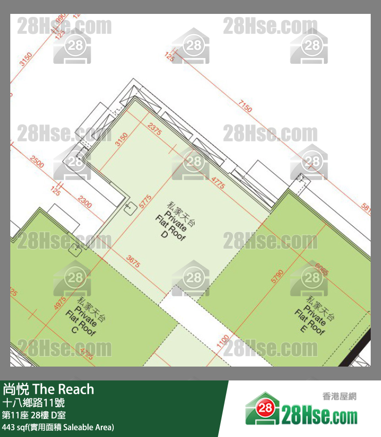 尚悅 第11座 28樓 D室 平面圖