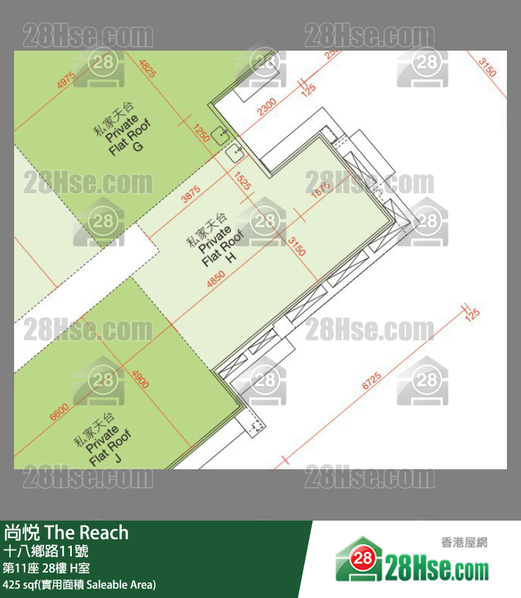 尚悅 第11座28樓 H室 平面圖