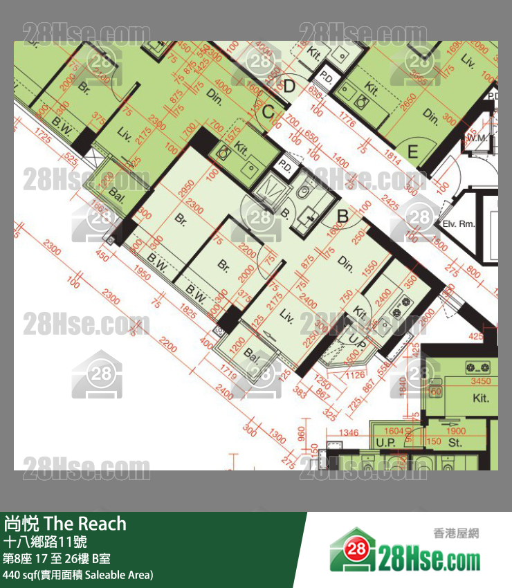 尚悅 第8座23樓 B室 平面圖