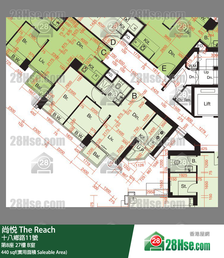 尚悅 第8座 27樓 B室 平面圖