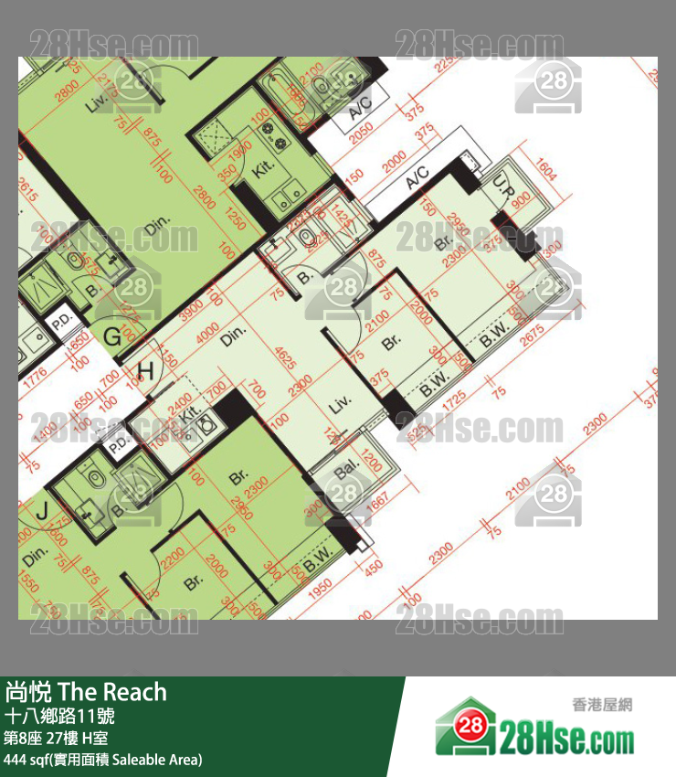 尚悅 第8座27樓 H室 平面圖