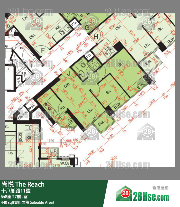 尚悅 第8座27樓 J室 平面圖