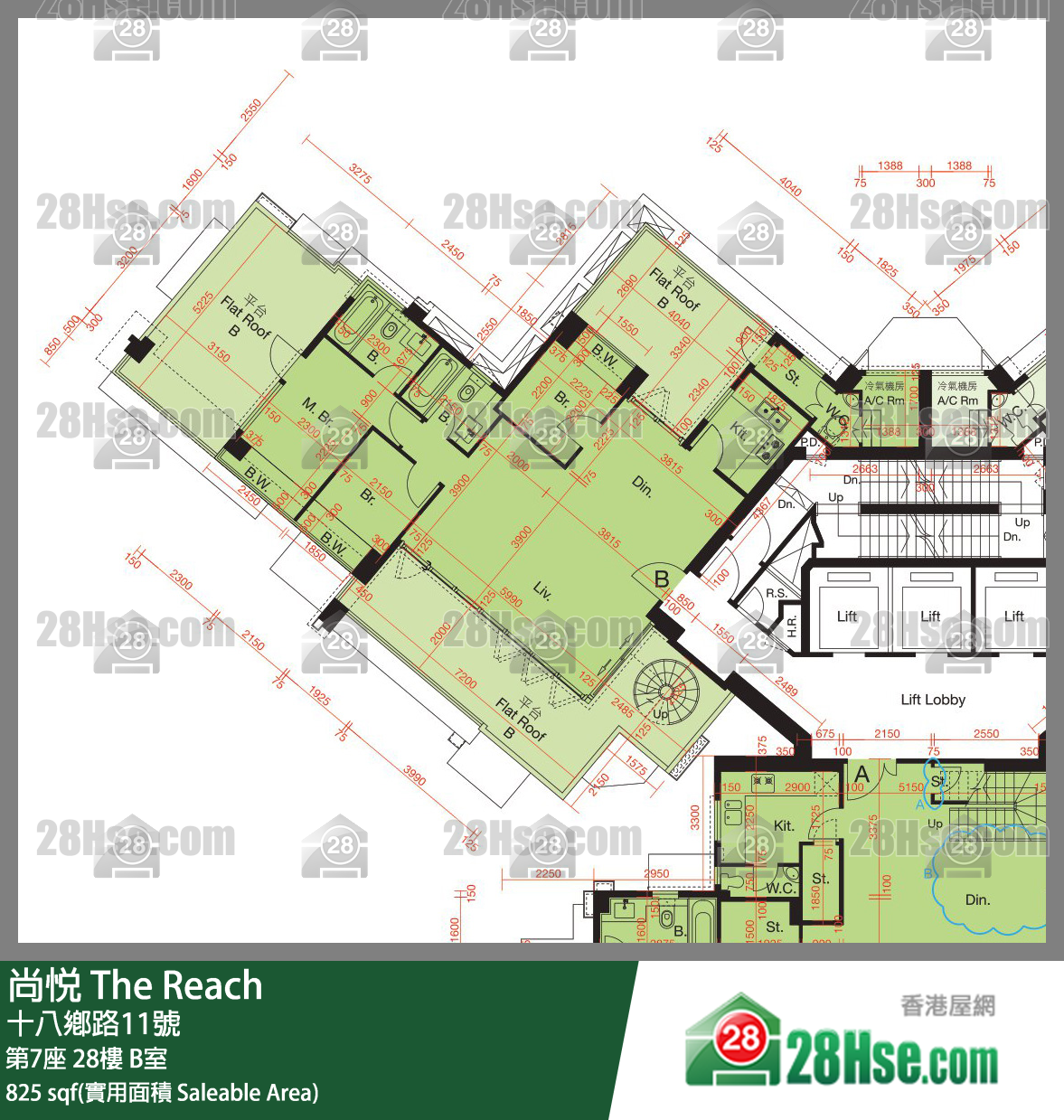 尚悅 第7座28樓 B室 平面圖