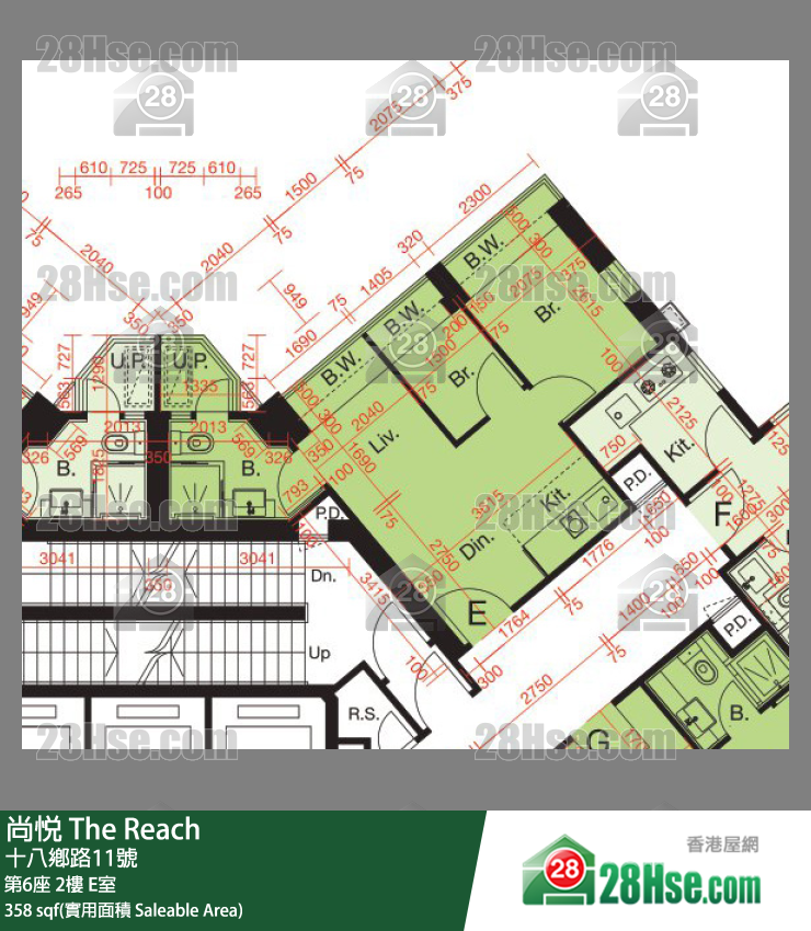 尚悅 第6座2樓 E室 平面圖