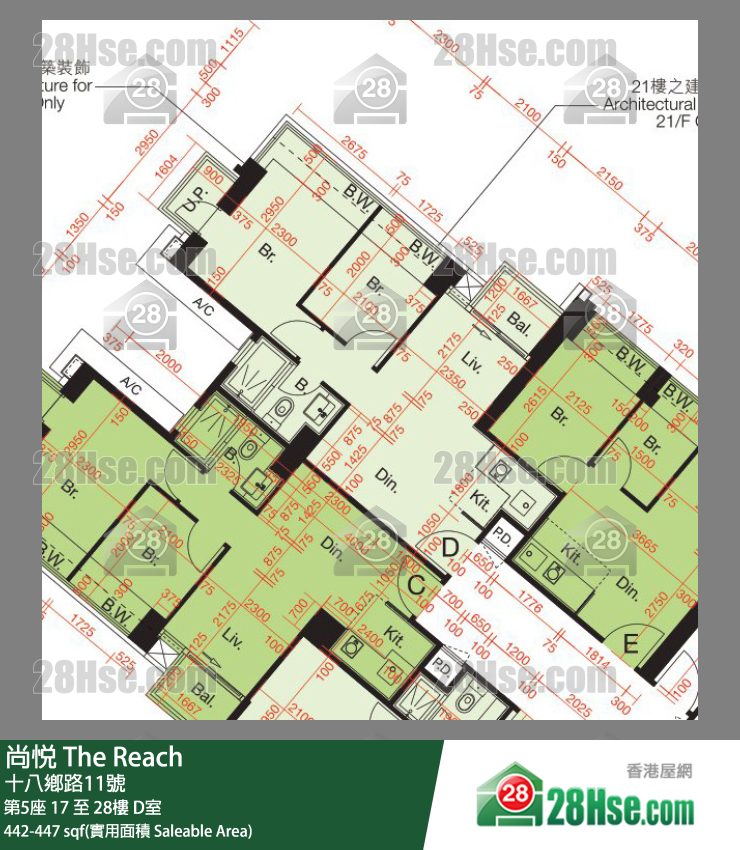 尚悅 第5座23樓 D室 平面圖