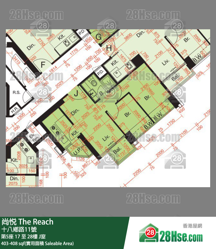尚悅 第5座22樓 J室 平面圖