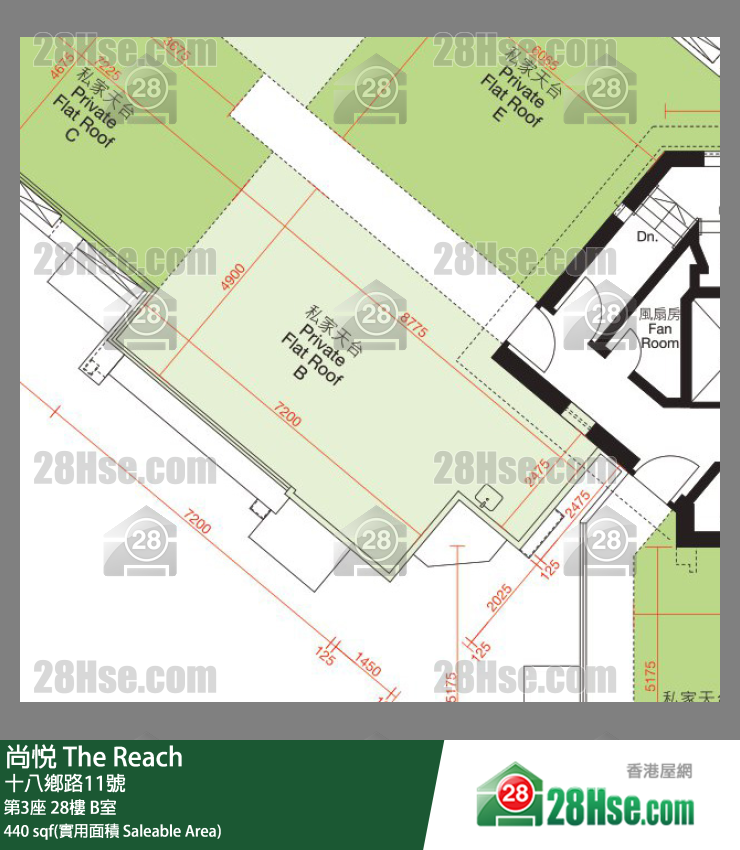 尚悅 第3座28樓 B室 平面圖