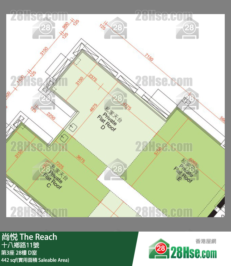 尚悅 第3座28樓 D室 平面圖