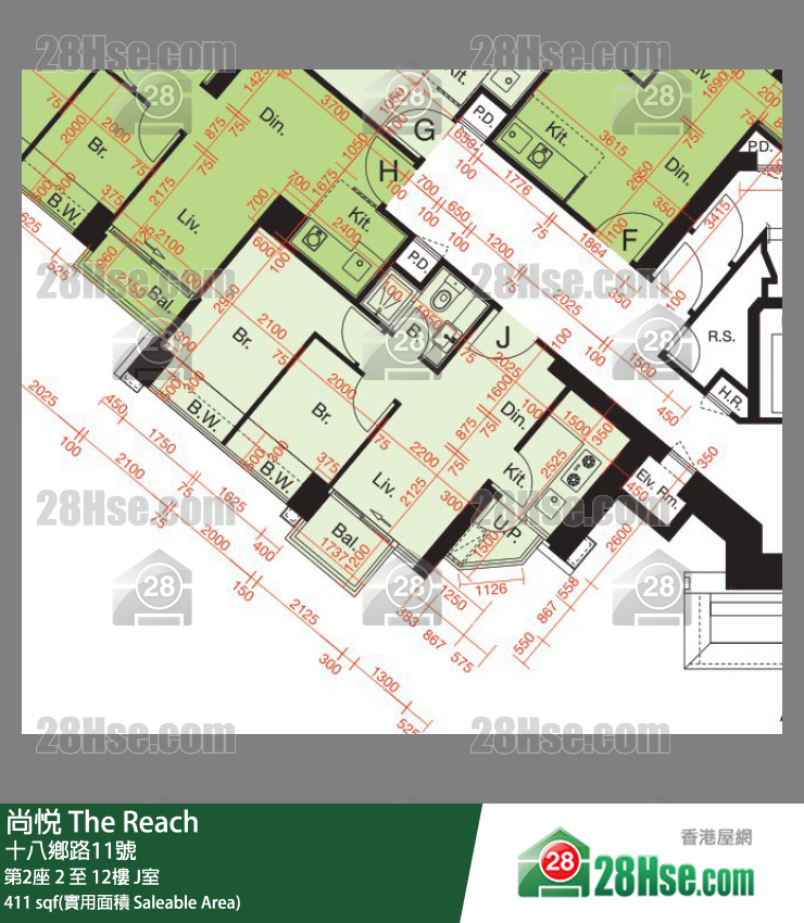 尚悅 第2座12樓 J室 平面圖