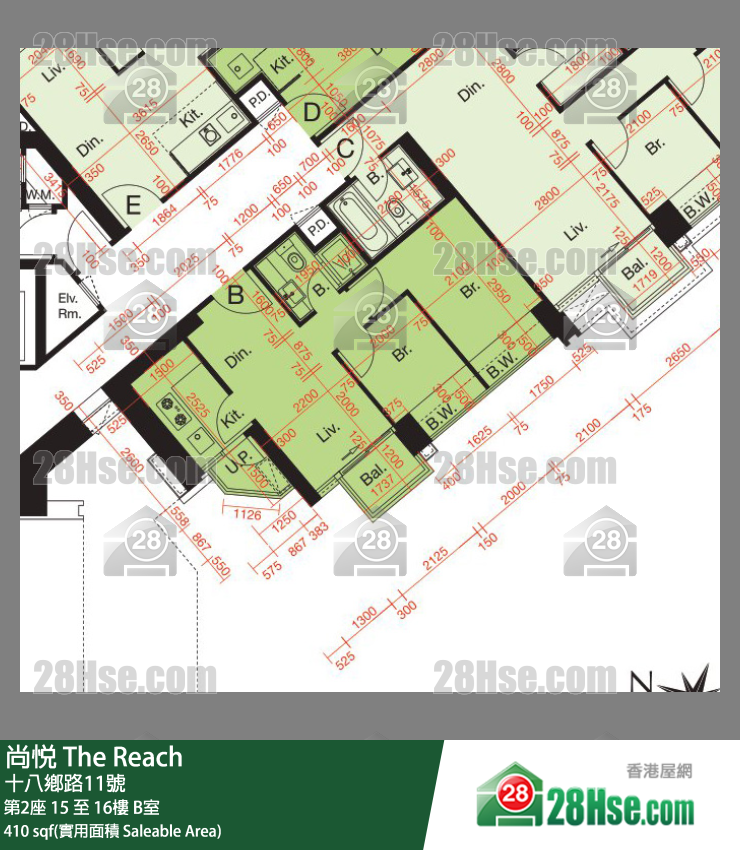 尚悅 第2座15樓 B室 平面圖