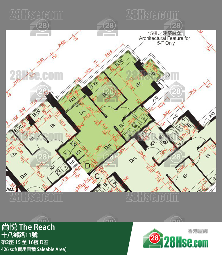 尚悅 第2座15樓 D室 平面圖