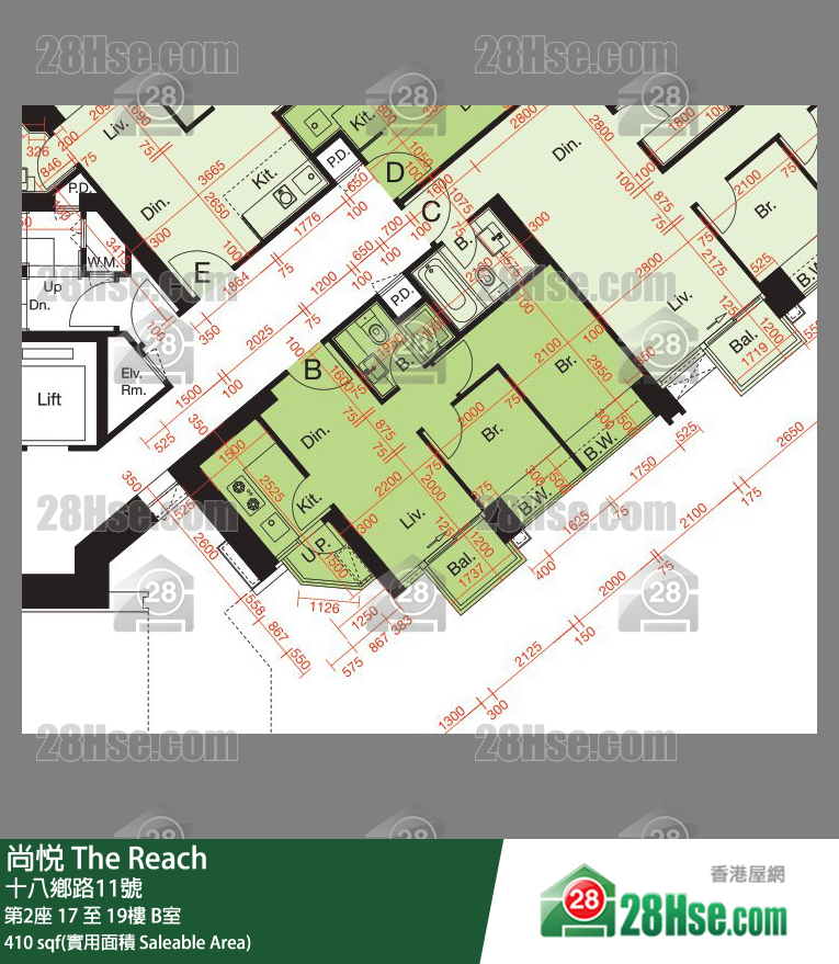 尚悅 第2座19樓 B室 平面圖
