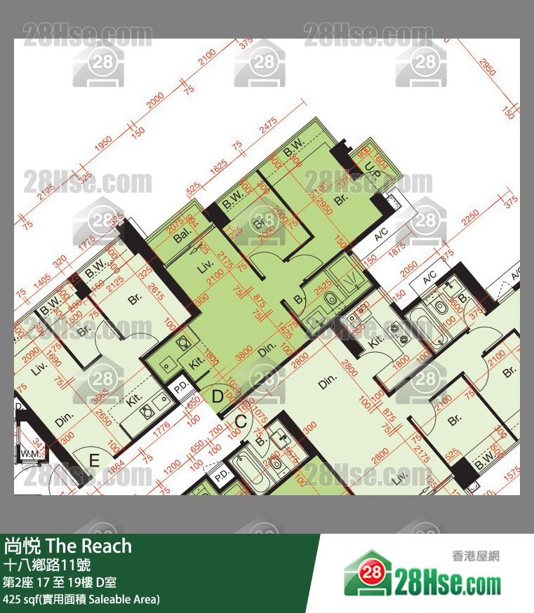 尚悅 第2座17樓 D室 平面圖