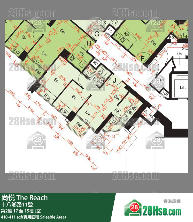 尚悅 第2座17樓 J室 平面圖