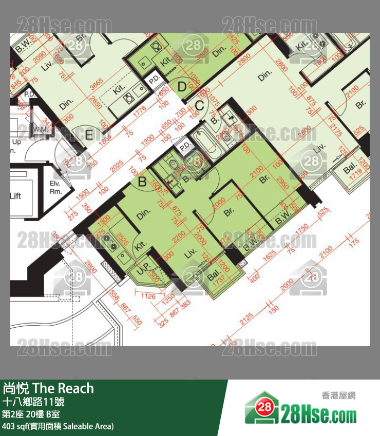 尚悅 第2座20樓 B室 平面圖