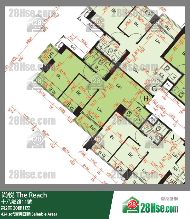 尚悅 第2座 20樓 H室 平面圖